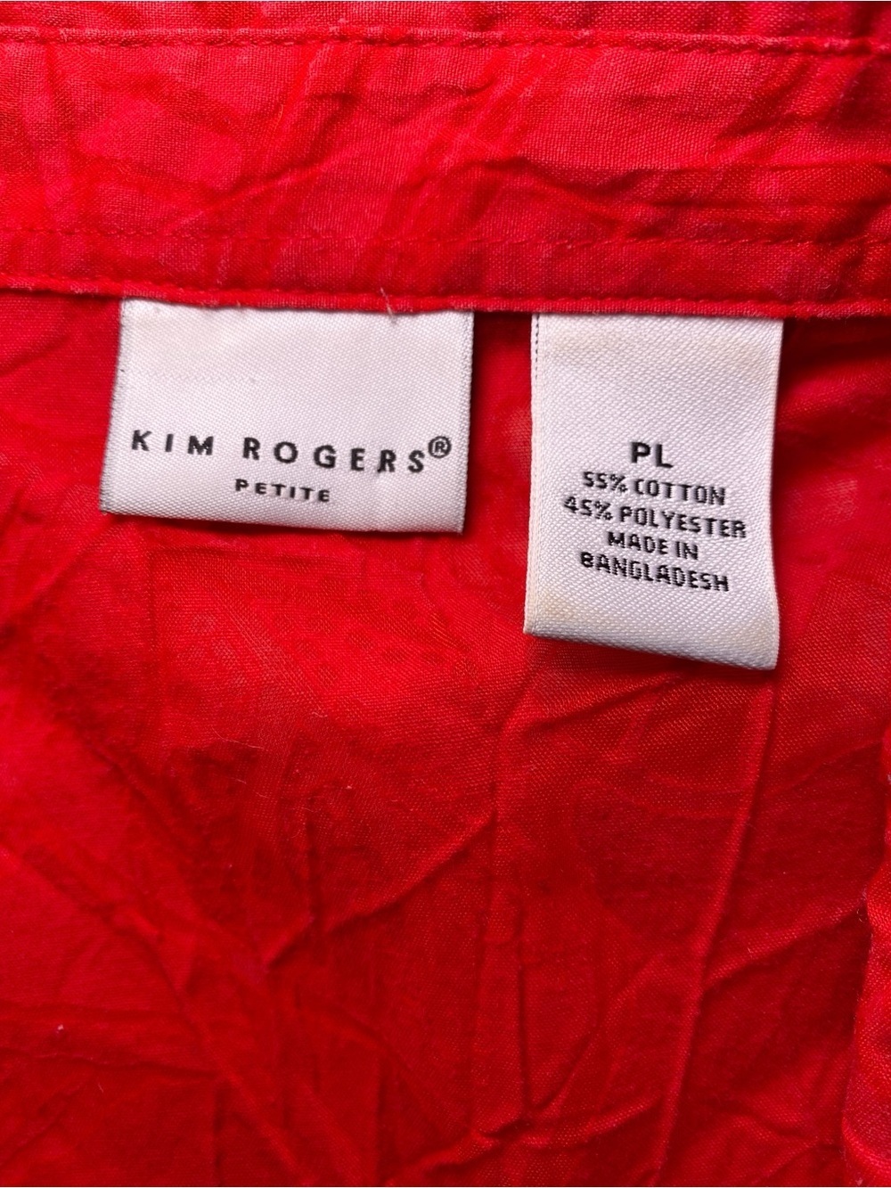 Kim Rogers Vintage Y2K Red Crinkle Texture Button Front Collared Blouse - Picture 8 of 12